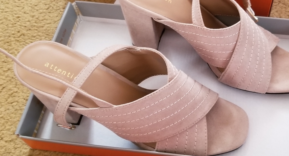 Pink Block Heels with Strap on Back